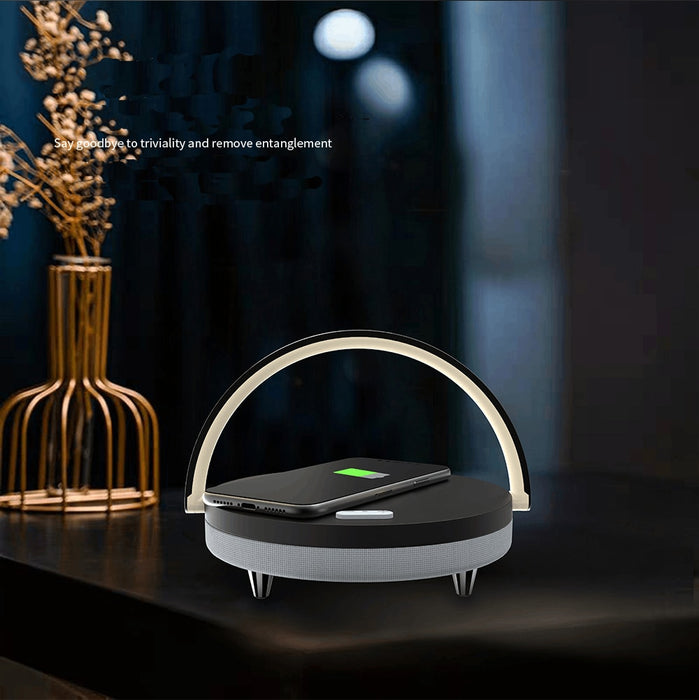 Bluetooth Speaker With Wireless Charger And LED Lamp