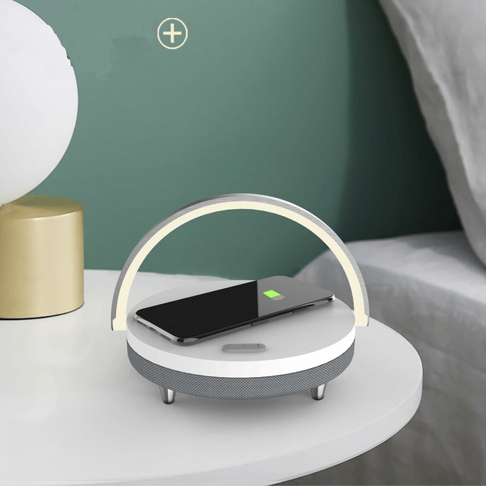 Bluetooth Speaker With Wireless Charger And LED Lamp